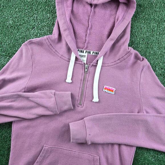 Victoria's Secret Tops - PINK Victoria's Secret LOVE PINK Mauve Half Zip Pullover Hoodie Women's XS